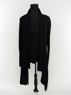 APT 9 Black Ribbed Waterfall Cardigan Petite Large